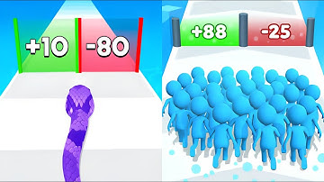 Snake Run Race vs Count Masters – All Levels Gameplay (ios Android)