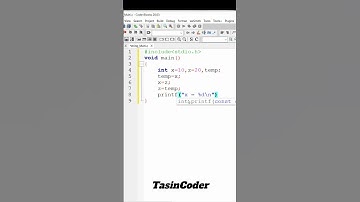 No. 1   swap values of two int variables using 3rd variable in c language | TasinCoder |