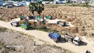 Good IDEA Land Filling Technology 5Ton Dump Truck Huge Unloading Dirt Fast Working Skills Driver