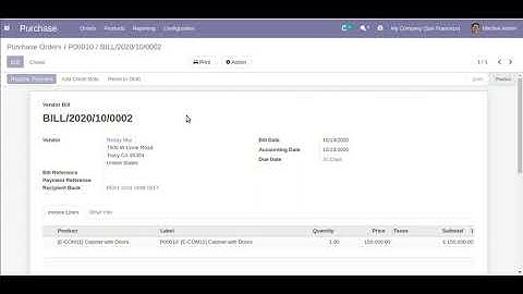 Purchase Order Billed Details With Percent Odoo