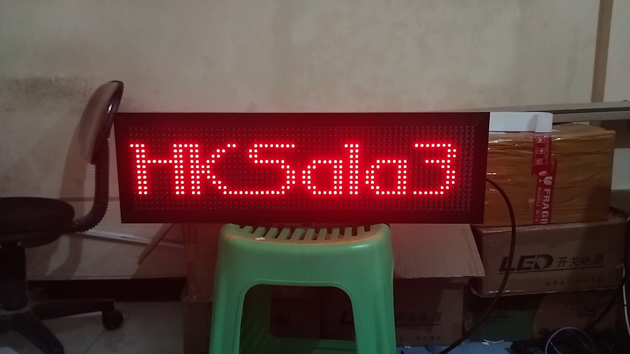 Running Text Merah 20x70cm Wifi Outdoor