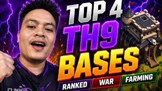 TOP 4 TH9 BASES 🔥 Anti 3 Star Ranked War Farming Base