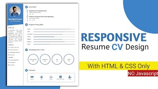 Create Responsive Resume Website using HTML and CSS @onlinetutorial | Resume CV design in HTML CSS