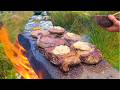 Most Satisfying Fire Cooked Meats ASMR Cooking In Nature 