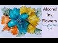 #64 *SOLD* Alcohol Ink Flowers & Leaves, using Ranger & Pinata Inks, Tim Holtz's Air Blower