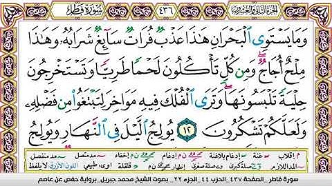 35. سورة فاطر مكتوبة وكاملة بصوت الشيخ محمد جبريل