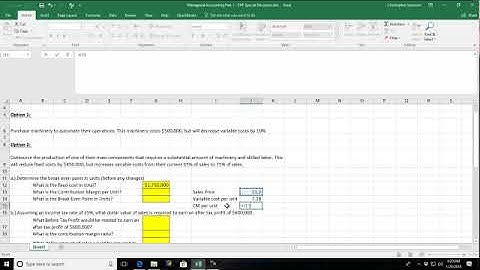 Managerial Accounting - Cost-Volume-Profit Practice Exercise - Severson