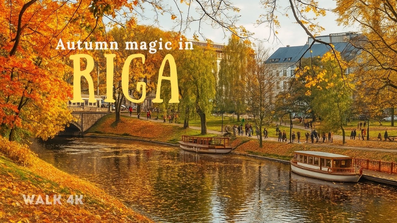 Golden Autumn Walk in Riga’s Canal Park 🍁 | Real City Sounds, No Music | Soulwalks Latvia 4K