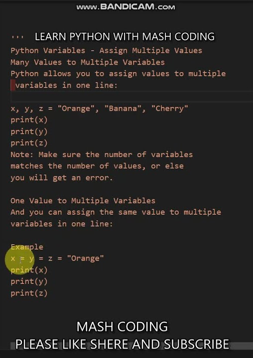 Python Variables - Assign Multiple Values - YouTube