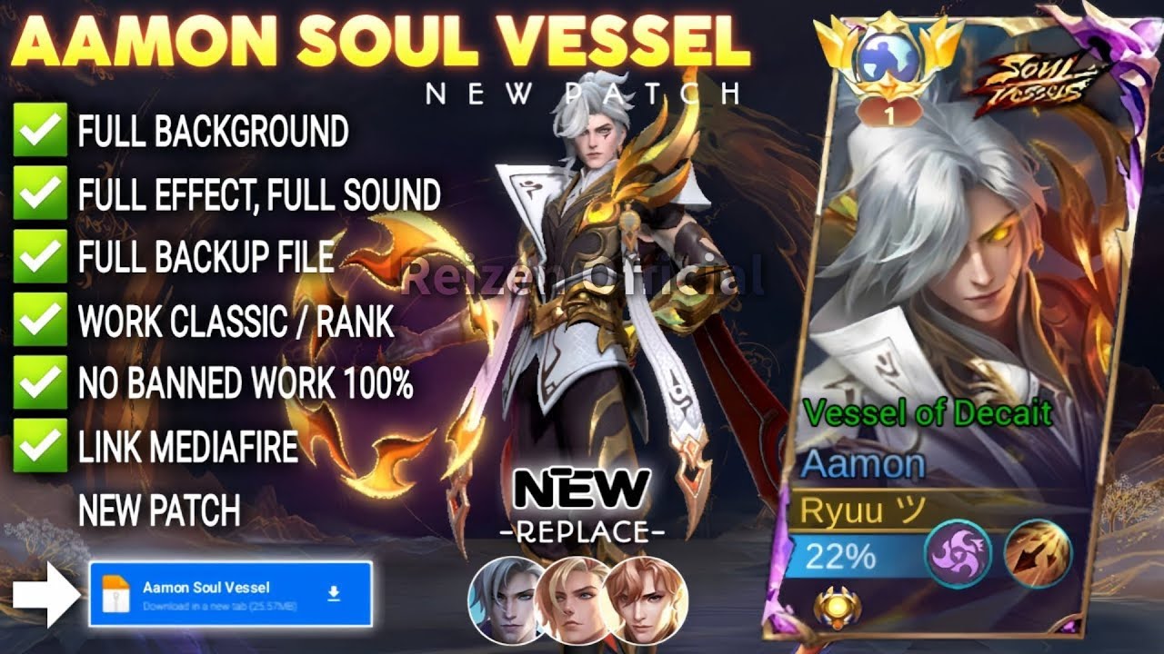 UPDATE Script Skin Aamon Soul Vessels - Decait No Password | Full Effect Voice | Patch Terbaru