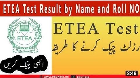 ETEA Result Check by Roll Number 2024