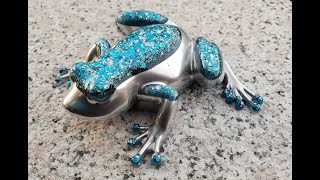 #360  Amazing resin frog with glitter and silver