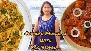 #chicken #mughlai #biryani Chicken Mughlai With Veg Biryani |Restaurant Style Tasty Chicken Mughlai|