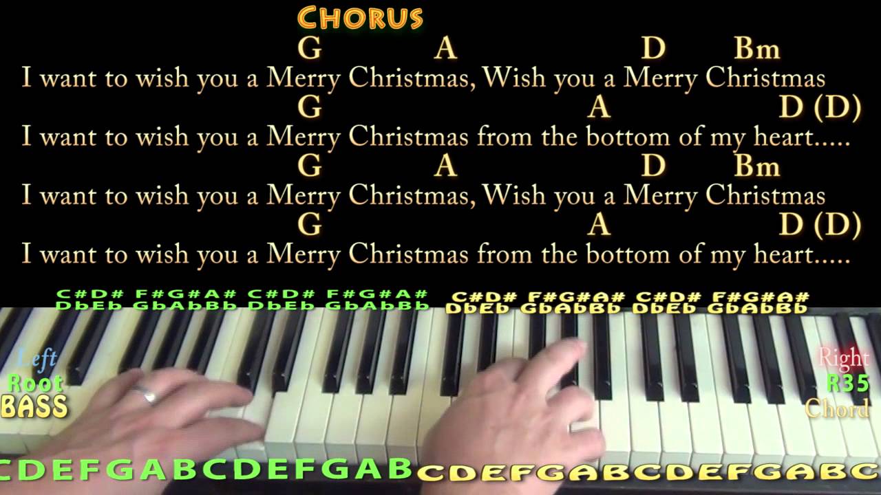 Vibrar Faceta Beber agua Feliz Navidad (Christmas) Piano Cover Lesson in D with Chords/Lyrics - G A  D Bm - YouTube