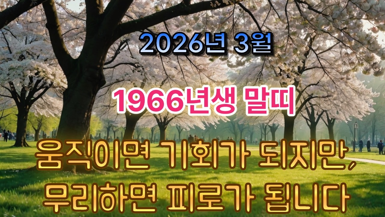 [1966년생 말띠] 2026년 3월, 움직이면 기회가 되지만,무리하면 피로가 됩니다.