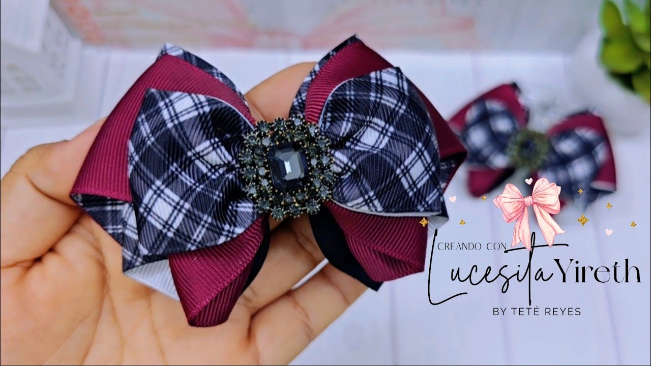 Hermoso par de lazos con liston de 3.8 🎀Fácil de realizar 