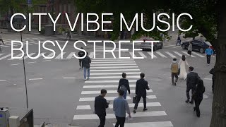 Watching Busy Intersection in Seoul from a 2nd Floor Cafe While Enjoying a☕️️| Upbeat Music | 4K 🇰🇷