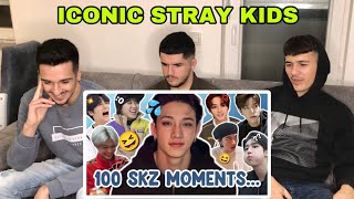 FNF Reacts to 100 ICONIC MOMENTS in the HISTORY of STRAY KID | STRAY KIDS REACTION