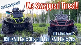 30" Tires On A Can Am Outlander 650XMR! Can It Turn Them In Deep Mud? Will It Suffer? We Swap Tires!