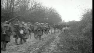 US Army 28th Infantry occupy Chevenges, France during World War I. HD Stock Footage