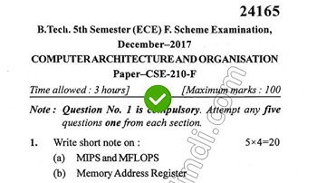 2017Mdu BTech ECE 5th Sem Computer Architecture & Organnisation Question Paper