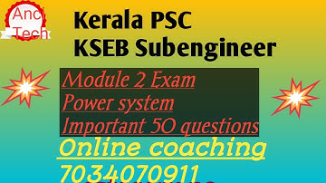 Kerala PSC KSEB Subengineer Module 2 Power system sure short questions✌✌✌