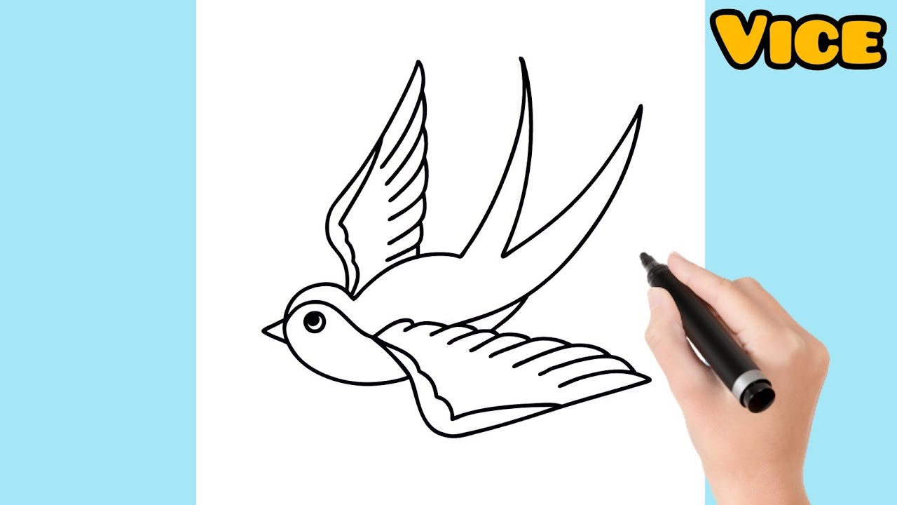 COMMENT DESSINER UNE HIRONDELLE - YouTube