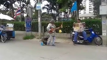 Maybe the Coolest Guitar Player Ever - Blind Man Rocks in Pattaya