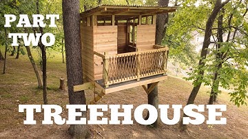 Ultimate Real Tree House / Tree Fort Build - Part 2 - Front Porch and Wall Construction