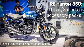 Royal Enfield Hunter 350 Urban & Suburban accessory packs - protection parts, luggage options etc.