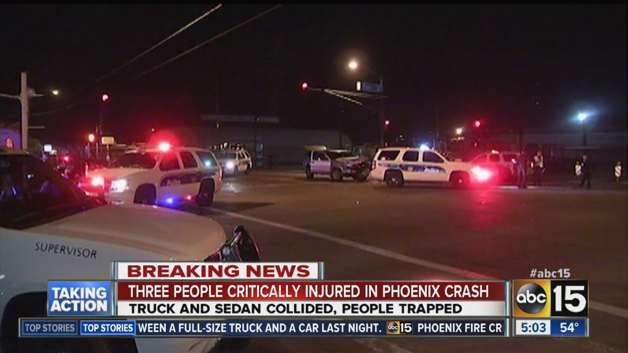 Three people injured after crash in Phoenix - YouTube
