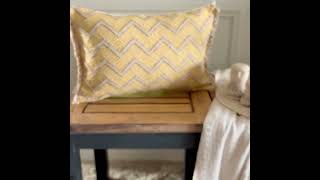 Handmade Mustard Yellow & Beige Jacquard Lumbar Pillow Cover | New Arrival | Golden Chevron#homedeco