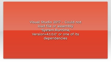 Visual Studio 2017 - Could not load file or assembly 