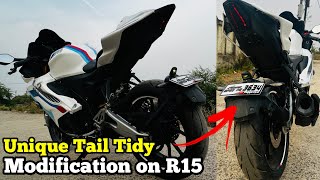 R15 Tail tidy Modification😍🔥| Number plate on Tyre hugger.