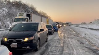 What People Trapped in Snowstorm Gridlock Did for 19 Hours