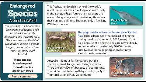 Endangered Species (Text) Excel 7 Module 4