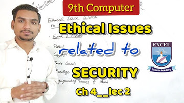 Ethical Issues related to Security class 9 || 9th computer ch 4 lec 2 || urdu / hindi