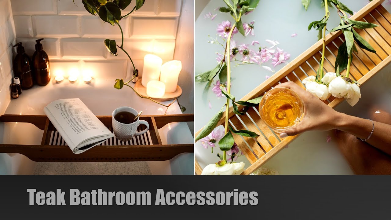 BATHROOM ACCESSORIES - Wooden Bathroom Accessories - Teak Solid Wood - Natural Design