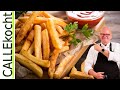 Backofen Pommes frites knusprig selber machen. Lecker ohne Friteuse