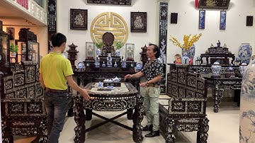 TRƯỜNG KỶ NGŨ SƠN ĐẸP Cẩn Ốc Xà Cừ Gỗ Gụ Phòng Khách Kiểu Xưa | Tủ Rượu | Ghế Cổ | Sập gỗ| TRƯỜNG KỶ