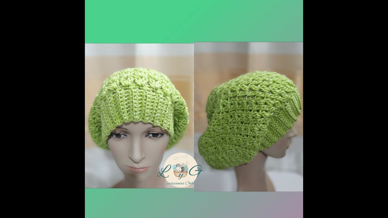 GORRO CAÍDO A CROCHET