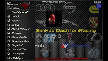 Universal SimHub Dash for iRacing v1.7.0 - Media Info and Controls + Checklist