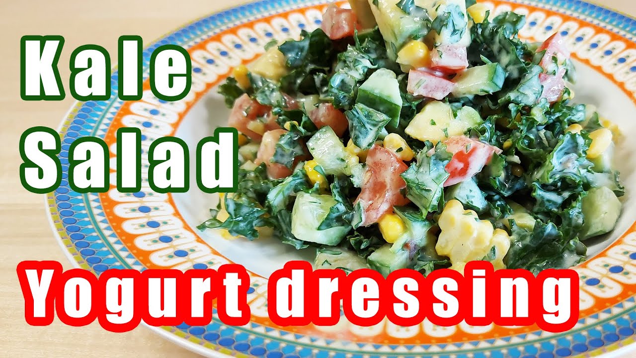 Quick & Easy Kale Salad recipe Healthy Kale Salad Yogurt dressing