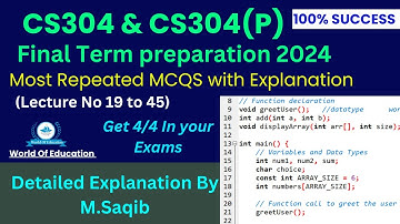 cs304 final term preparation 2024 mcqs| cs304 final term preparation 2024 | cs304p final preparation