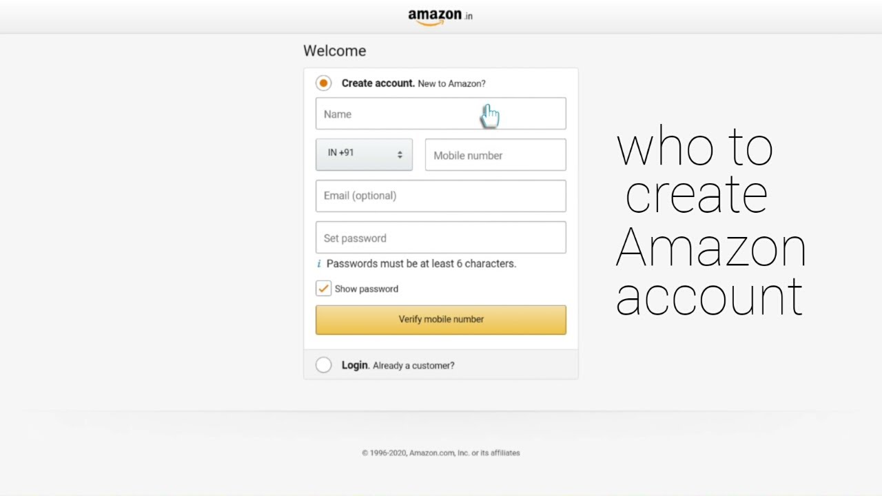 How to create a account on amazon