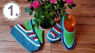 картинка: Тапочки - мокасины крючком. Вязание Мастер-класс.(1.Часть)
