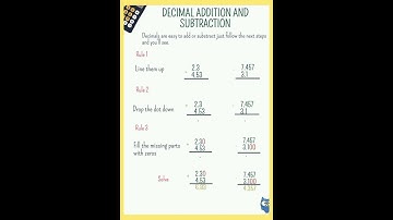 Decimal Addition & Subtraction #decimals #decimal #addition #subtraction #maths #math #mathematics