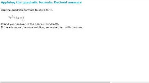 Applying the quadratic formula - decimal answers