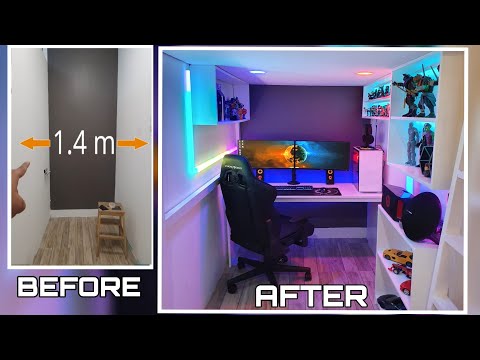 Transforming 1.4m Smallest Room into DREAM GAMING ROOM SETUP-  DIY LOFT BED W/ GAMING AREA 2. LEDs