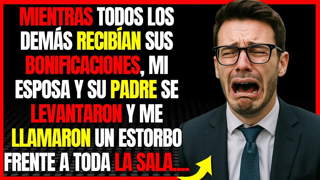 Mientras todos los demás recibían sus bonificaciones, mi esposa y su padre se levantaron y me...